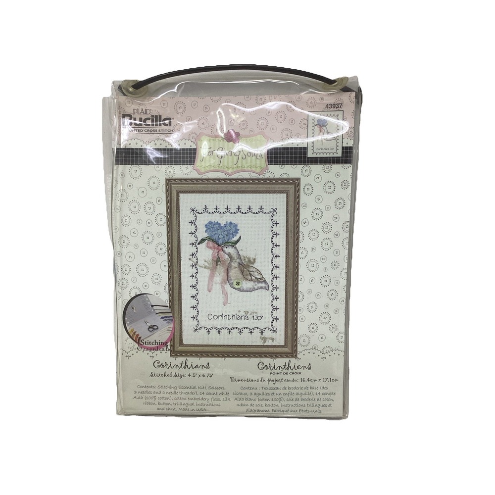 Cross Stitch Kit #43937 by Bucilla, "Corinthians13:7 4.5" x6.75" 2006